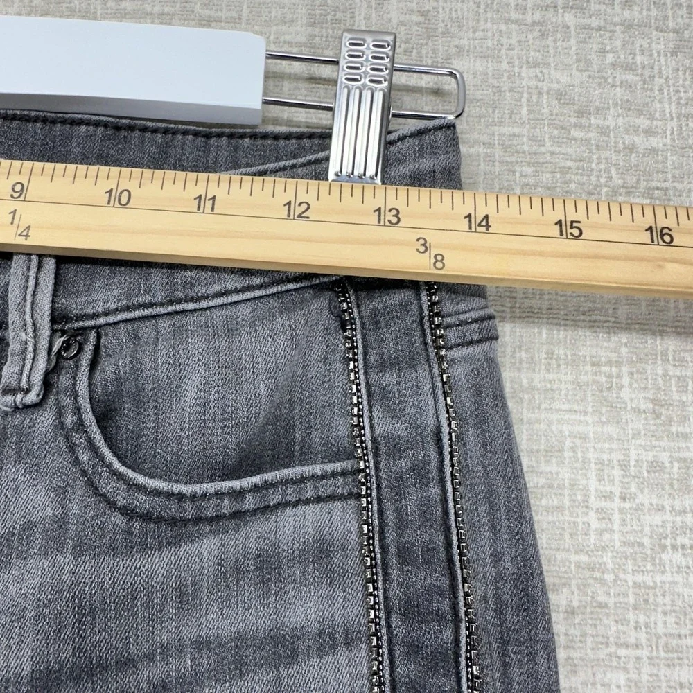 White House Black Market Jeans Womens 4 Gray‎ High Rise Straight Studded Trim